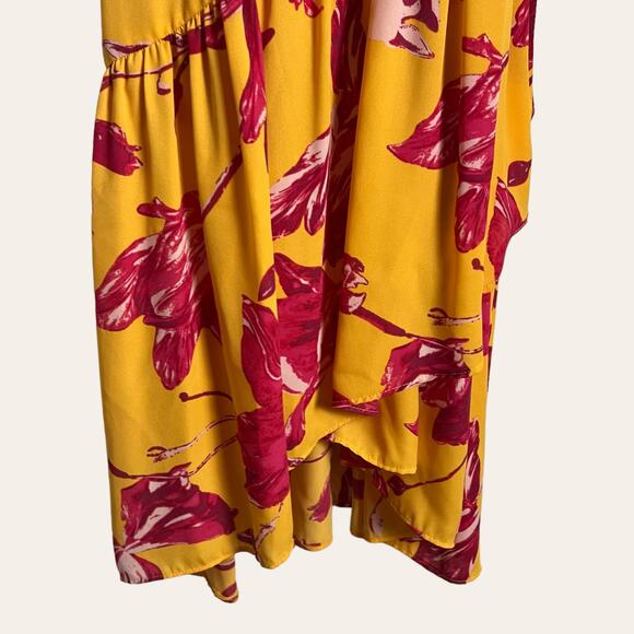 Color Me Courtney Eleanor Floral Print Yellow Wrap Midi Dress Size XS - Picture 8 of 12